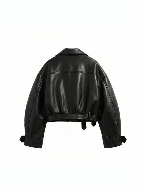 Midnight Cropped Leather Jacket